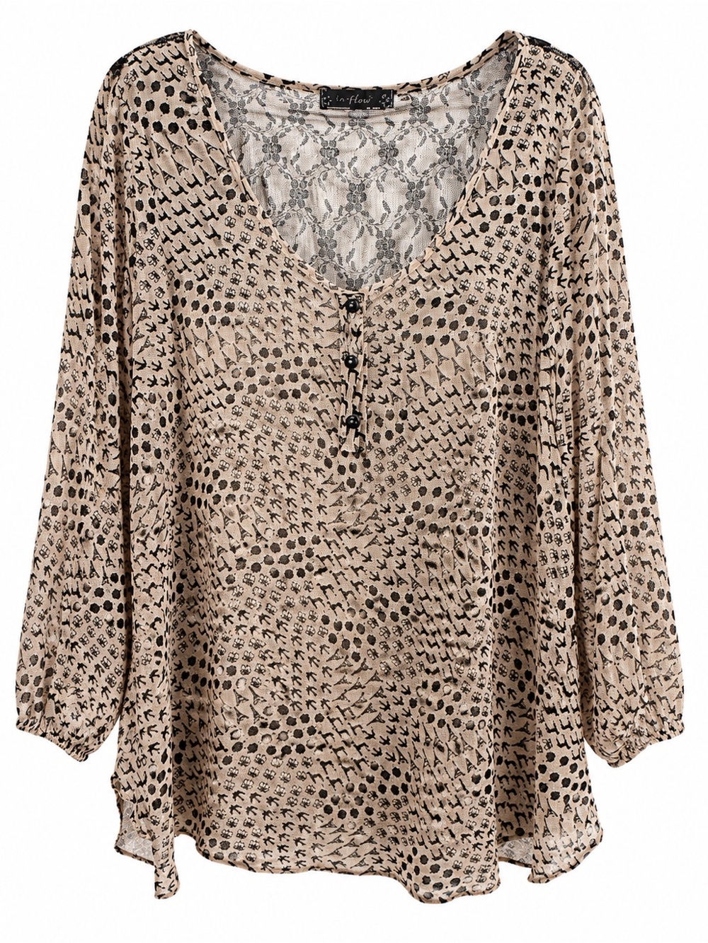 Have Black Lace Overlay Top on Cream Base